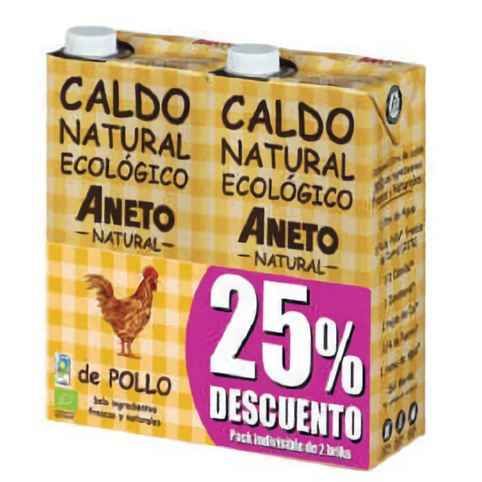 Pack 2 un. 25% dte brou de pollastre 1l ANETO